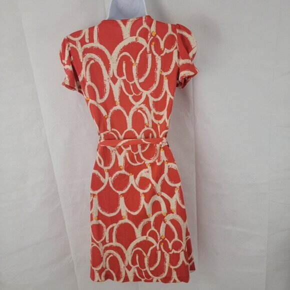 Diane von Furstenberg Womens 6 Dress Wrap Orange ANTONIO Silk Knee Length DVF - Picture 5 of 15